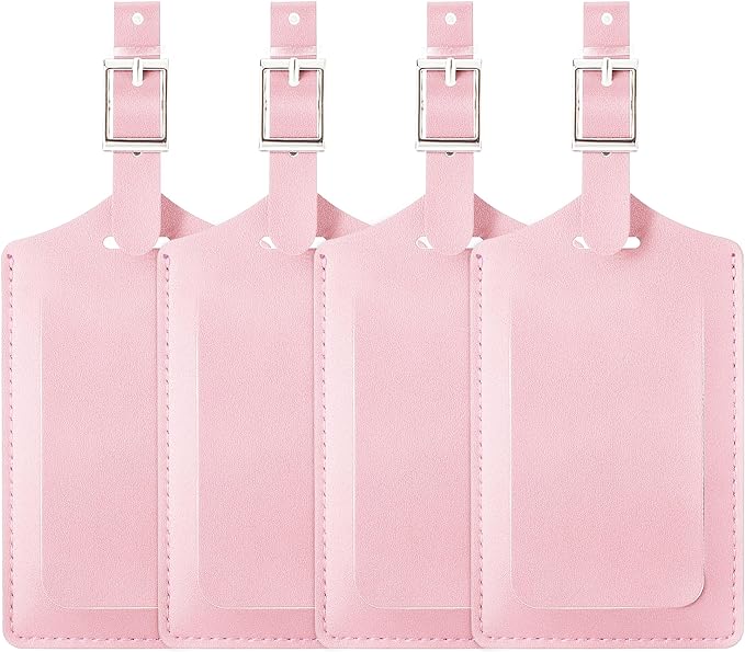 Travelambo Luggage Tags for Suitcases PU Leather Travel Tags Bag Tags Privacy Protection Travel Essentials