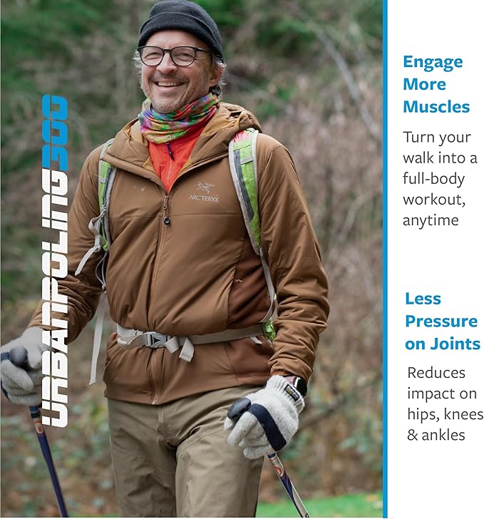 Urban Poling Series 300 Urban Poles – 1 Pair – Fitness Edition- Patented Ergonomic CoreGrip™ for Stability – Adjustable, Collapsible, Lightweight for Comfort