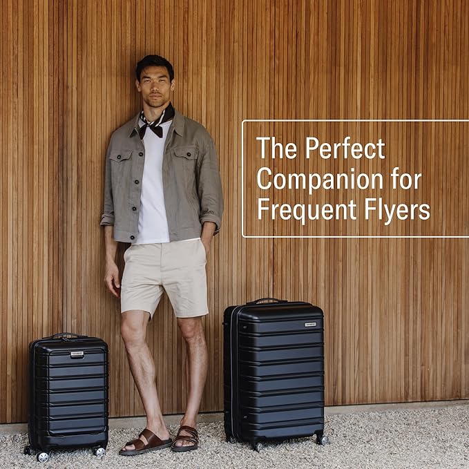 Samsonite Omni 2 Global Carry-On Spinner Luggage - Compact Size For International Travel - Airline-Approved - Features Expandable Polycarbonate Shell, 360° Wheels, USB Power Hub - Charcoal - Black