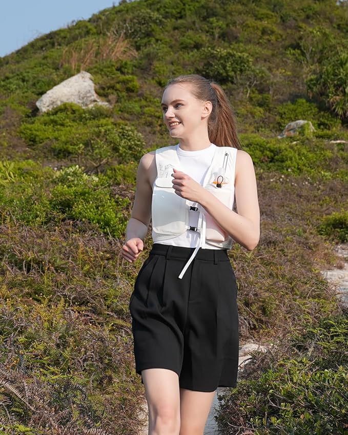 Running Vest for Women Men, USA Original Patent, Adjustable Chest Straps Running Hydration Vest with 500ml Soft Flask, Lightweight Reflective Hydration Backpack for Marathon