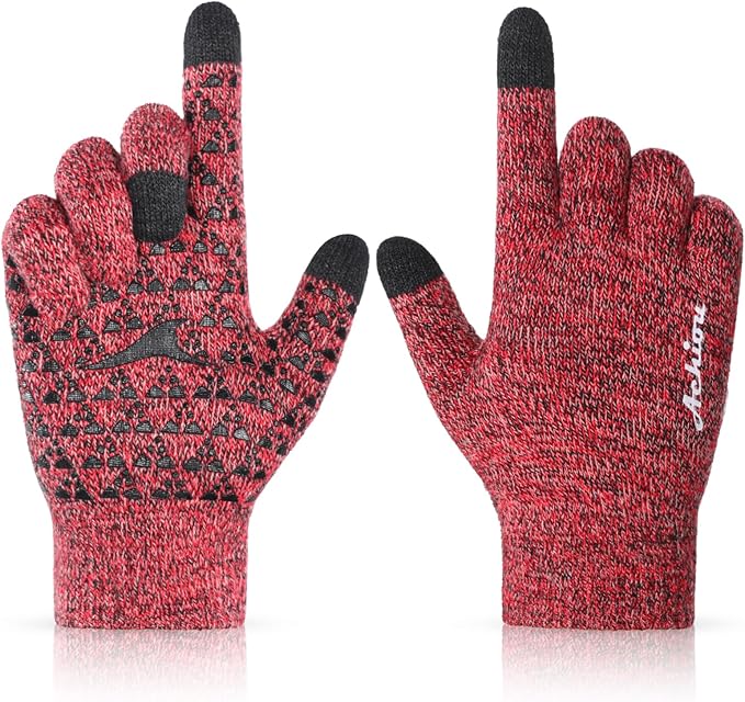 Achiou Winter Gloves, Glove for Men Women, Upgraded Touch Screen Texting Warm Running with Thermal Soft Knit Lining