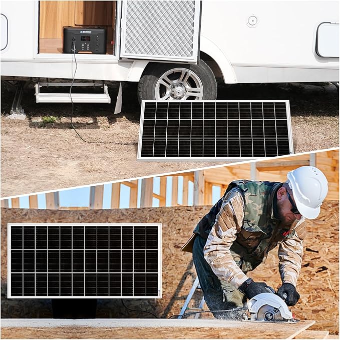 ECO-WORTHY Solar Panels 2pcs 195 Watt 18 Volt Monocrystalline Solar Panel Module Off Grid PV Power for 12V/24V Battery,Home, Camping, Boat, Shed Farm, RV