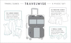 TravelWise 5 Piece Packing Cube Set, Durable Lightweight Luggage Organizer System with Small, Medium and Large Cubes for Travel, Weekender and Carry On Use, Black