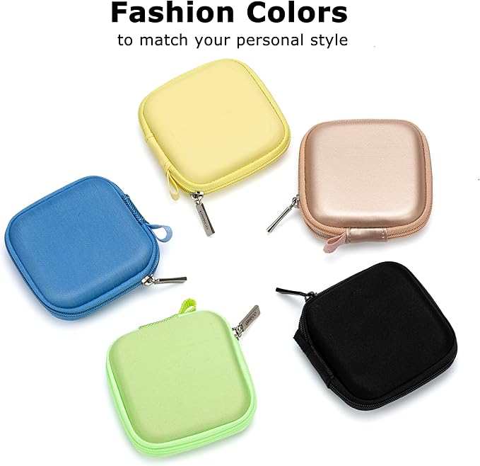 Ginsco Mini-Portable Hard Shell Square Earbuds Case for Apple EarPods/Samsung Galaxy Wired/Wireless Earbuds, Cell Phone Accessories Organizer with Carabiner for Earphones Tech Pouch, Butter Yellow