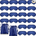 Janmercy 20 Pieces Silk Sleep Mask Eye Mask with Adjustable Strap Sleeping Cover Eye Cover Blindfold for Women Men Sleeping Travel (Royal Blue)