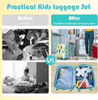 Goplus 2PC Kids Luggage, 12" & 16" Kids Carry On Luggage Set with 4 Spinner Wheels, Lightweight Rolling Spinner Suitcase for Children Toddlers Boys and Girls Travel