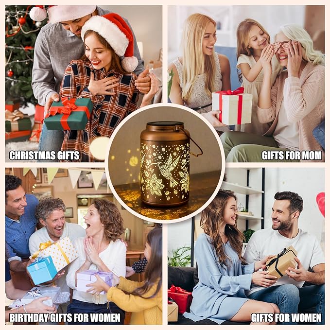 Gifts for Women Men Mom, Hummingbird Solar Lights Outdoor Waterproof, Mothers Day Gifts Decoration Outside for Outdoor, Yard, Lawn, Balcony Garden Decor Solar Lantern