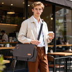 ESTARER Computer Messenger Bag 15-15.6 inch, Laptop Work Bag Briefcase for Bussiness/College/Travel, Water-resistant Canvas Shoulder Satchel, Grey
