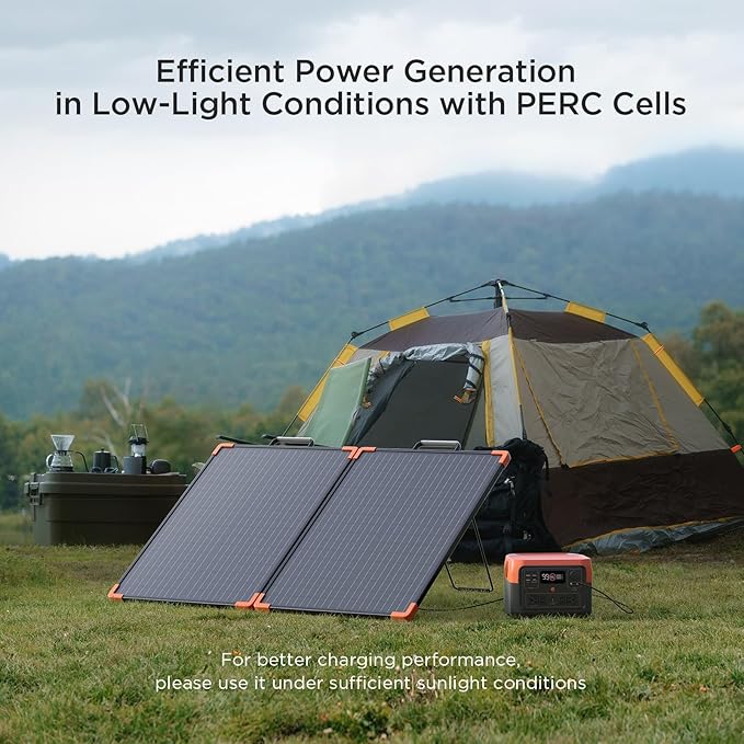 100 Watt Portable Solar Panel with 20A PWM Controller,Camper Essentials,19V Foldable Solar Panel Kit for Power Station & 12V Batteries,23.5% High Efficiency IP68 Waterproof for Camping RV Trip