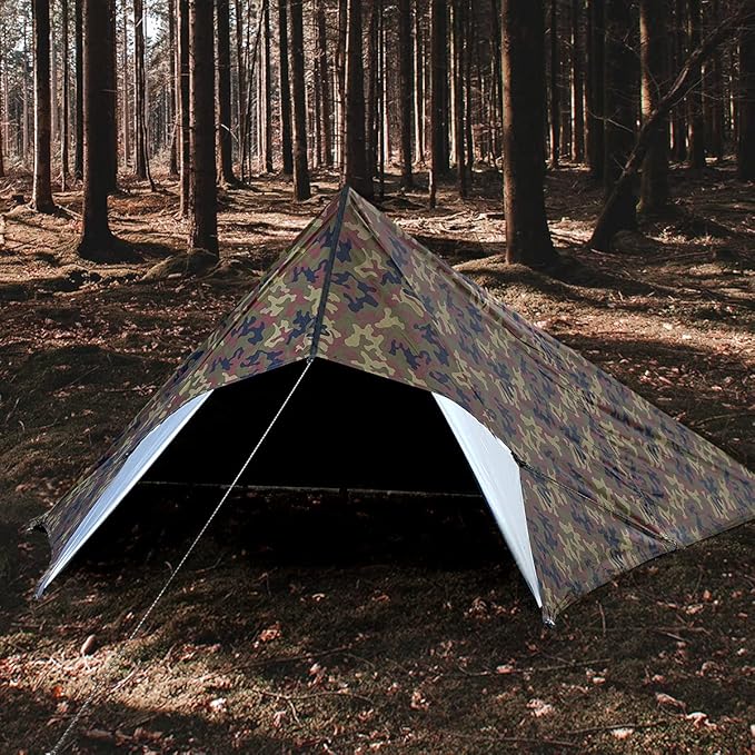 Bearhard Waterproof Camping Tarp, Lightweight Hammock Rain Fly, UV Protection and PU 3000mm Waterproof Backpacking Tarp, 10x10ft/10x12ft Large Tent Footprint or Shelter Kit for Hiking and Outdoor Adventure