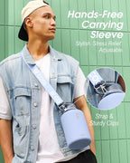 Coolflask 64 oz Water Bottle with Strap, Insulated Half Gallon Large Water Jug with Straw & Spout Lids, Stainless Steel Metal Flask, Keep Cold 48h Hot 24h, Leak Proof & Non-BPA, Dutch Blue