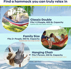Handwoven Hammock by Yellow Leaf Hammocks - Family Size, Fits 2+ PPL, 550lb max - Weathersafe, Super Strong, Easy to Hang, Ultra Soft, Artisan Made - Color: Red - Orange