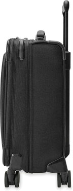Briggs & Riley Compact 19" Carry-On Expandable Spinner - Carry On Luggage for Travel, Suitcases with Wheels, Softside Rolling Bag for Men & Women, Garment Panels - Baseline Collection, Black