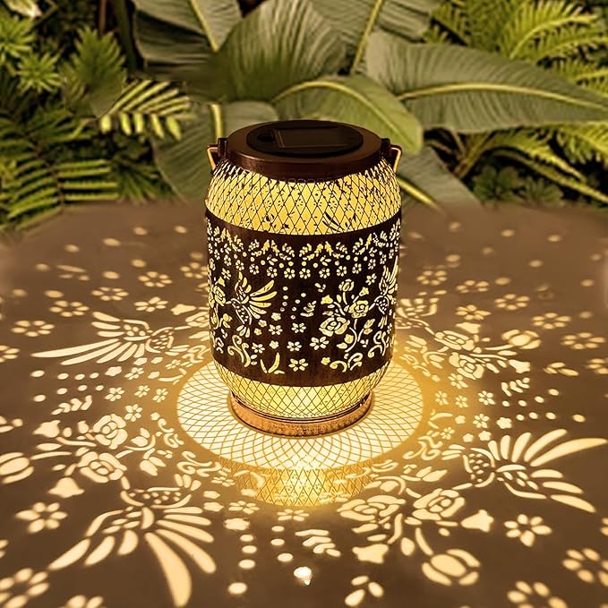 Solar Lantern Outdoor Waterproof,Birthday Gifts for Women Mom Grandma,Hummingbird Garden Decor,Metal Hanging Solar Lights Decorative for Christmas,Thanksgiving,Backyard,Patio,Porch,Lawn