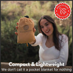 ECCOSOPHY Sand-Proof & Waterproof Picnic Blanket - 60x55, Lightweight, Compact, Ideal for Hiking, Camping, Festivals, Sports, Travel - Includes Bag & Stakes (Caramel)