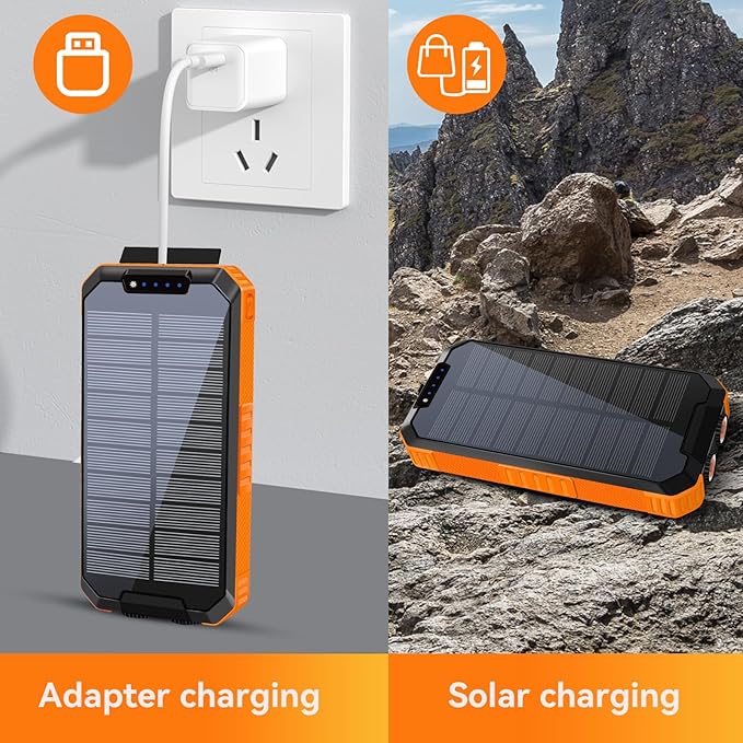 Solar Charger Power Bank 49800mAh Wireless Battery Pack PD18W QC3.0 Fast Charging Built in 3 Cables with USB-C 6 Outputs & 2 Inputs for Cell Phone