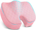 TushGuard Office/Car Seat Cushion, Non-Slip Sciatica & Back Coccyx Tailbone Pain Relief Chair Pad, Memory Foam Butt Pillow for Computer Desk, Wheelchair, Driving (Pink, X-Large)