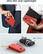 Portable Charger, 12000mAh 22.5W Fast Charging Power Bank with Built-in Cables & Wall Plug, Travel Essential Battery Pack with LED Display, USB C Battery Phone Charger for iPhone, iPad, Samsung Red