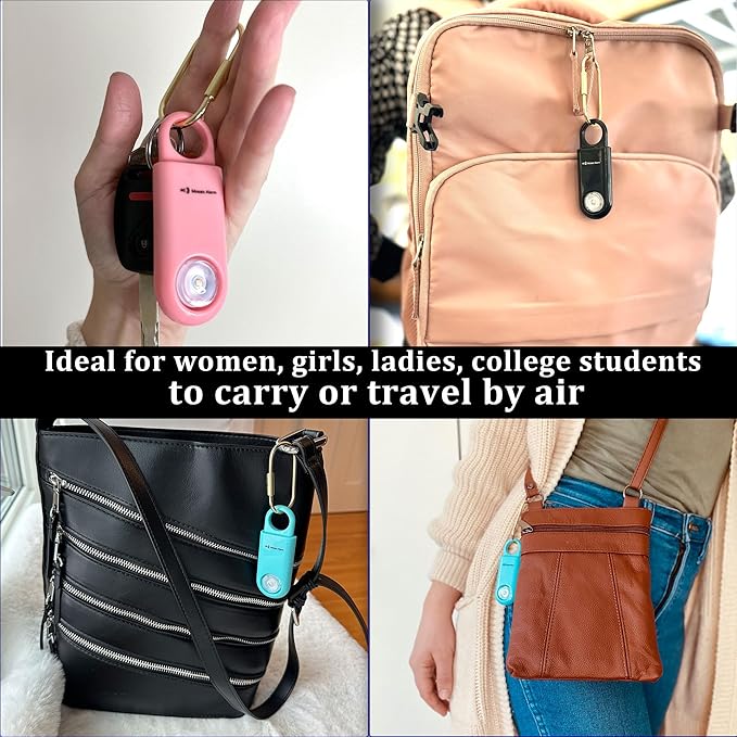 130dB Keychain Siren Ultra Bright Strobe Light. Loud Sound Personal Safety Alarm. SOS Emergency Alerts for Women, Girls, School Children, Night Runners, Hiking. Bear Alarm Deterrent. Pink