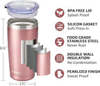 SUNWILL Travel Coffee Mug Set of 2, 20 oz Tumbler with Lid, Insulated Stainless Steel Cup for Water, Tea, Ice, Rose Gold & Cool Grey