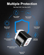 [3Pack/20W] USB C Charger Adapter, Dual-Port PD USBC Wall Charger Block for iPhone 17 Air 16e 16 Pro Max 16Pro 15, Type C Brick Power Box Quick Charge Cargador Cube Base for Samsung Galaxy S25 Ultra