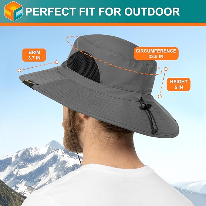 SUN CUBE Wide Brim Sun Hat Men Women, Fishing Hats Sun UV Protection, Mens Hiking Bucket Hat Safari Beach Boonie, UPF 50+