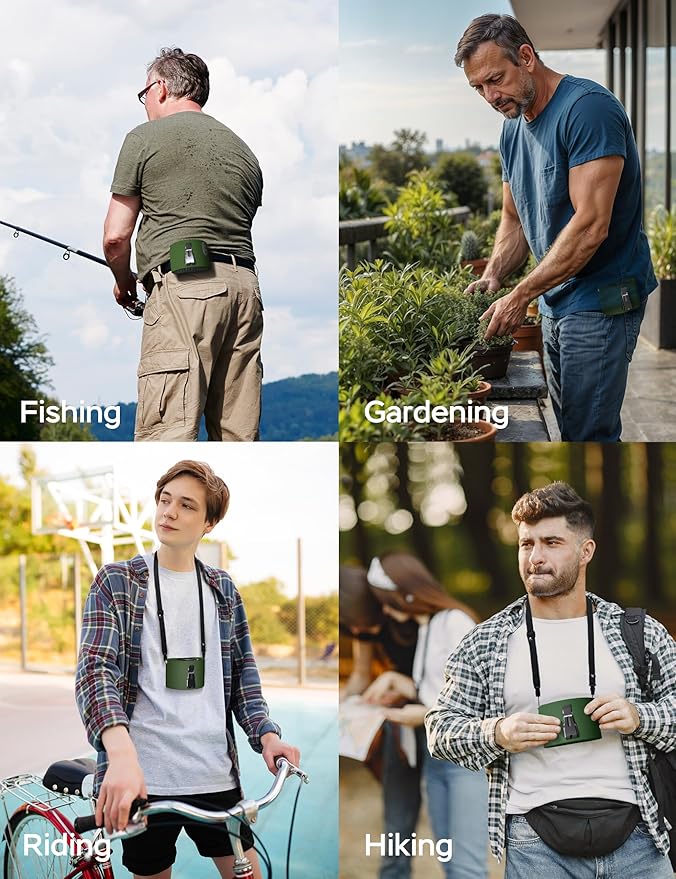 Portable Waist Fan, 10000mAh Battery Operated, Rechargeable Clip On Belt, 10 Speed, 12000RPM Strong Airflow, Max 24H Working Time, Personal Shirt fan for Outdoor Work Jobsite Farms