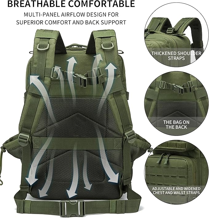 Military Tactical Backpack 45L/25L 3 Day Assault Pack Molle Daypack Hiking Backpack for Men and Women