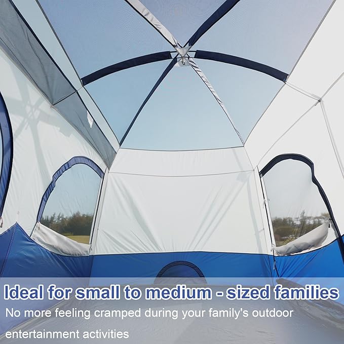 Vidalido Tents，6-8 Person Camping Tent with Extended Vestibule，2 Room Weather Resistant Family Tents，Easy Install Waterproof Outdoor Tent for Backpacking and Camping Hiking