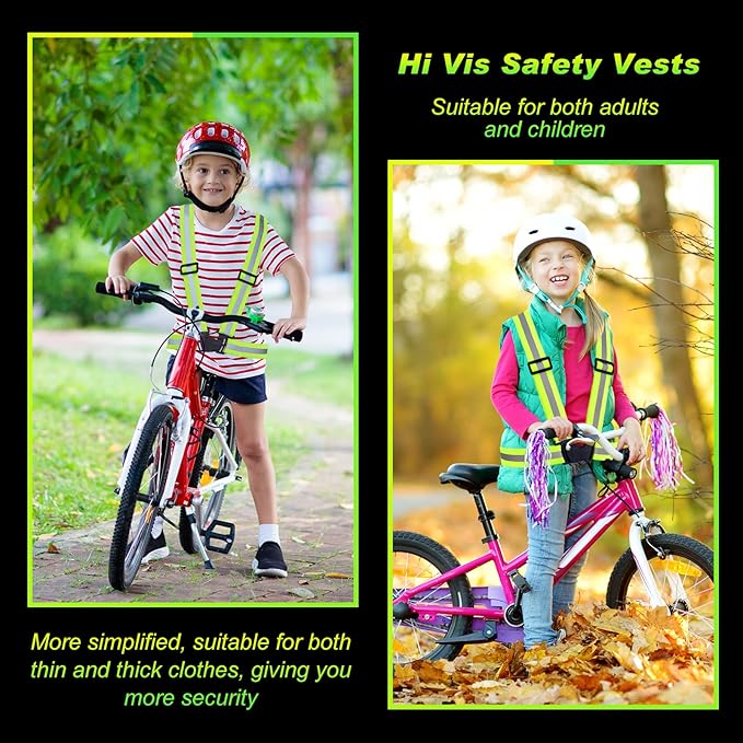 Hercicy 12 Pcs Reflective Vest High Visibility Safety Vests, Adjustable Bright Neon Lightweight Strap Gear (Yellow)