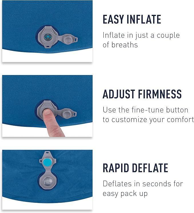 Sea to Summit Aeros Premium Inflatable Travel Pillow, Deluxe (22 x 14), Magenta