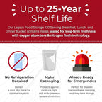 Legacy Food Storage 120 Serving Emergency Food Supply Bucket, 16 Entrees, 48,640 Total Calories, Shelf Stable Breakfast Lunch & Dinner, Freeze Dried Survival Meals for MRE Camping, Hiking, Prepping