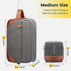 Vorspack Travel Toiletry Bag - Hanging Toiletry Bag for Men Water Resistant Canvas Shaving Bag with Large Capacity for Travel - Light Grey