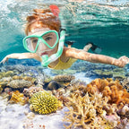 Kids Snorkel Set Dry Top Snorkeling Gear for Kids Youth Boys Girls Junior Age 5-15,Tempered Glass Swimming Diving Mask and Snorkel Set 180 Degree Panoramic View