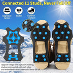 Non-Slip Ice Cleats Snow Grips, Strong Traction Crampons 11 Steel Studs, for Shoes and Boots, Snow Ice Walking