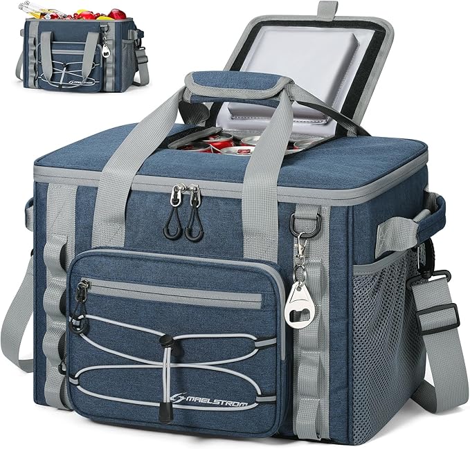 Maelstrom Soft Sided Cooler Bag, 30/40 Can Collapsible Insulated Ice Chest, Large Leakproof Camping & Travel Cooler for Kayaking & Beach