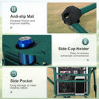 LET'S CAMP Camping Chair 2 Pack Folding Chair with 3-Can Cooler Bag Portable Lawn Chair with Cup Holder,Storage Pocket, Supports 225LBS, Collapsible Chair for Camp, Beach, Picnic (Green)