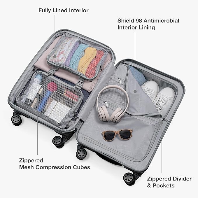 Traveler's Choice Pagosa Hardshell Expandable Luggage with Spinner Wheels, Gray, 26-Inch Medium