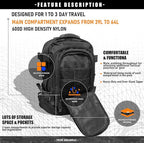 Tactical Backpack Military Hiking Daypack - Molle Backpack for Men 3 Day Assault Pack Bug Out Bag for Camping Travel Army Hunting Gym Rucksack Survival (Black)