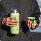 BOBBER 34 oz / 1 Liter Stainless Steel Travel Thermos for Hot and Cold Drinks – Dishwasher Safe Metal Water Bottle with Cup Lid – Keeps Hot for 48 Hours – BPA-Free, Vacuum Insulated (Mint Cooler)