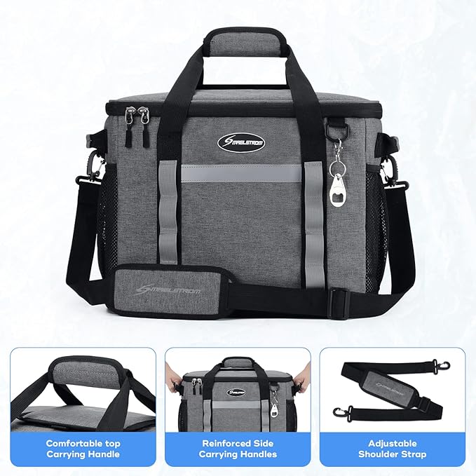 Maelstrom Collapsible Soft Cooler Bag, 24/30/60/75 Cans Beach Cooler, Ice Chest, Leakproof & Portable for Beach, Camping, Road Trips & Grocery Shopping