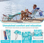 #WEJOY Folding Beach Chair for Adults, 4-Position Aluminum Lightweight Beach Chair, Low Sands Chairs with Shoulder Strap, Cup Holder and Padded Headrest, Supports 265lbs for Lawn