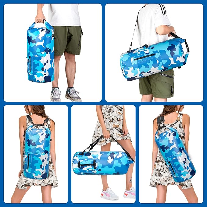 30L Waterproof Dry Bag with 20L Detachable Cooler, Dry Bag Cooler Backpack with Phone Pocket and Bottle Pouch, Suitable for Kayaking, Boating, Camping and Water Activities