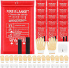 15 Pack Bulk Emergency Fire Blankets for Home and Kitchen with Fireproof Gloves & Hooks Safety Flame Suppression Fire Extinguisher for Camping House Warehouse Car 39.4"x39.4", Housewarming Gifts