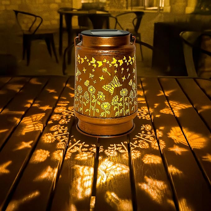 Butterfly Solar Lantern Lights, Outdoor Lanterns Garden Decor, Hanging Solar Lantern for Backyard Porch Patio Table Yard Balcony Lawn Pathway, Gifts for Women Grandma Mom