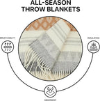 New Zealand Virgin Wool Throw Blanket, Indoor and Outdoor Blankets and Throws, Soft Blanket with Fringes and Pattern