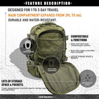 Tactical Backpack Military Hiking Daypack - Molle Backpack for Men 3 Day Assault Pack Bug Out Bag for Camping Travel Army Hunting Gym Rucksack Survival (Green)
