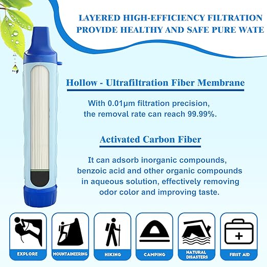Gravity Fed Water Filtration System with Adjustable Tree Strap, Gravity Bag with Filter Straw, Water Purifier Survival for Travel, Backpacking, and Emergency Preparedness (3L)