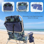 SUNNYFEEL Low Beach Chair 2 Pack, 5-Position Lay Flat Reclining, Backpack Portable Folding Chairs with Cooler Bag & Cup Holder, Heavy Duty 350 LBS, Compact for Beach, Camping, Travel