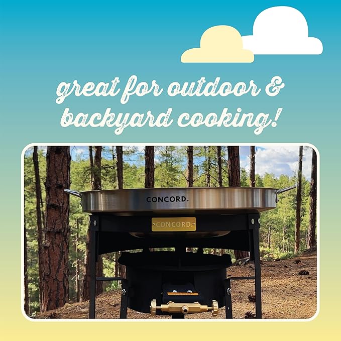 CONCORD Roadster Burner. 13" Cast Iron Single Propane Wok Burner. Dual Controlled Burner Rings, 90,000 BTU. Outdoor Cooking, Wok Stir Frying, Countertop Burner.